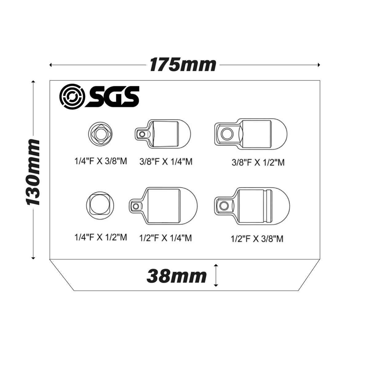SGS 6pc Socket Adaptor Set | Foam Insert